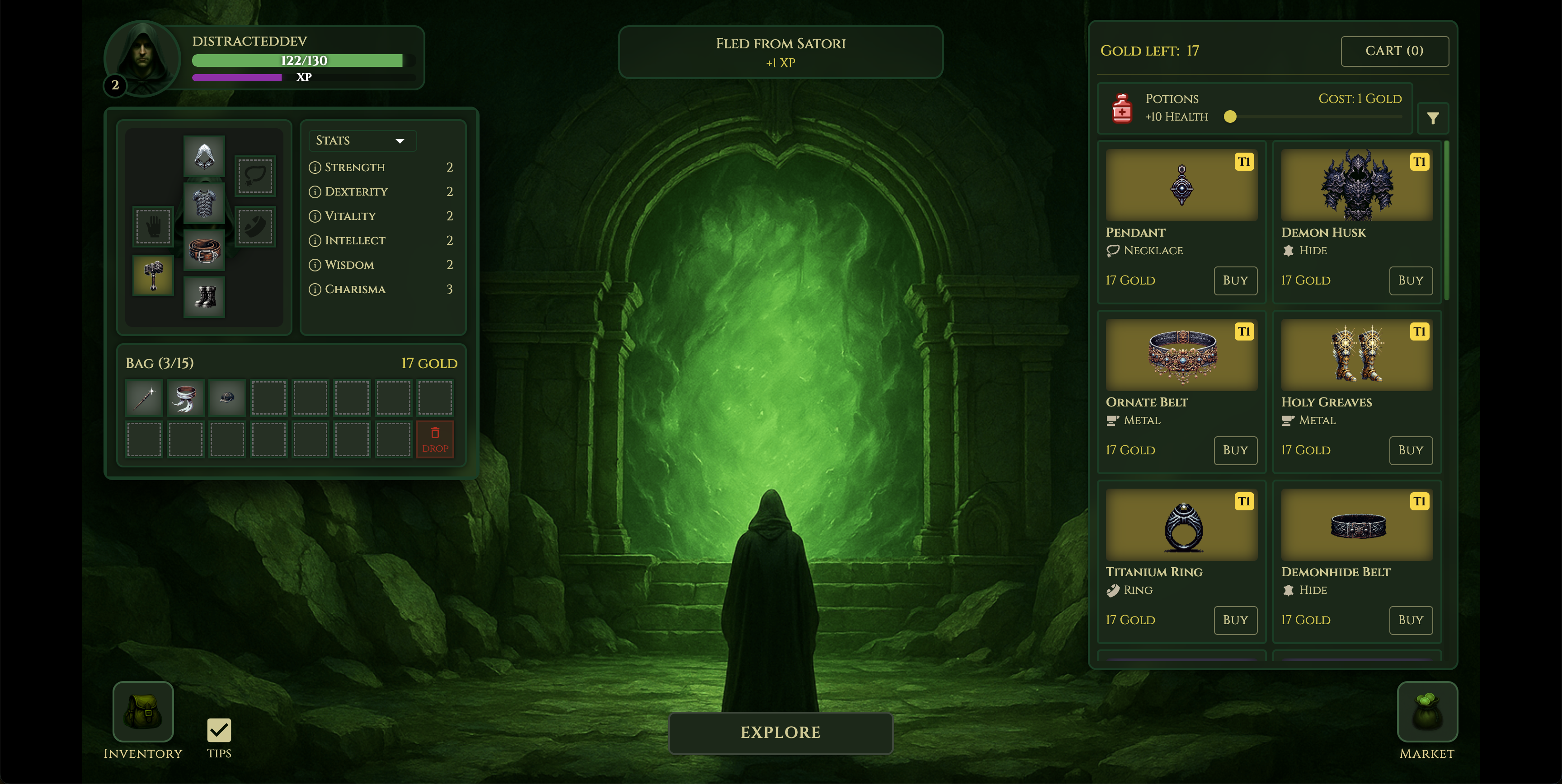 Loot Survivor Exploration Screen