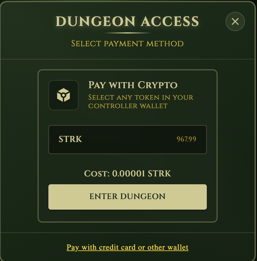 Dungeon ticket purchase interface